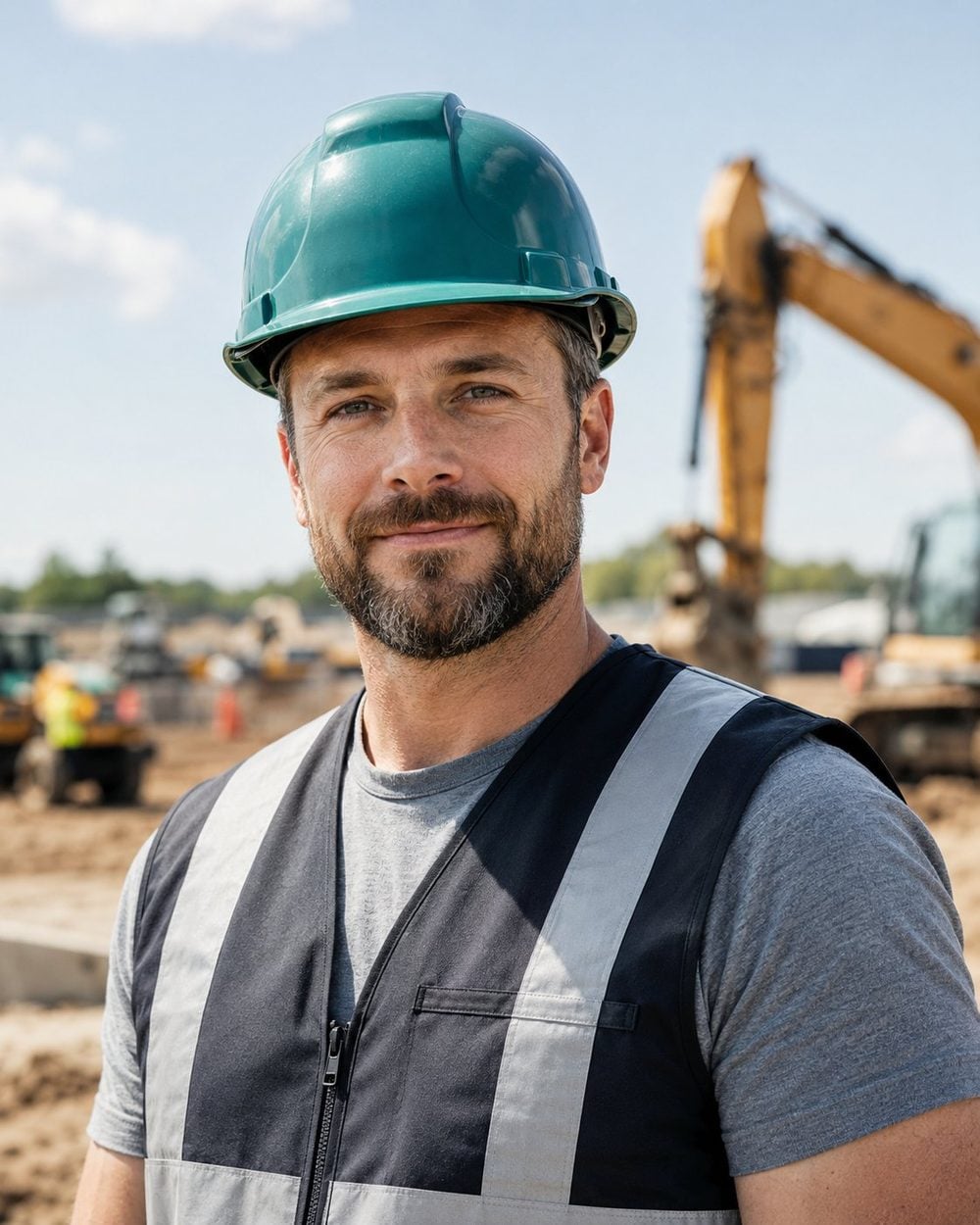 Construction worker in a hard hat on a Western Australian civil works site